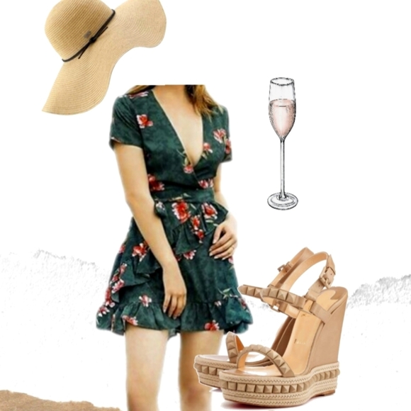 Unk Dresses & Skirts - Floral green dress Sz Medium ❇️👗